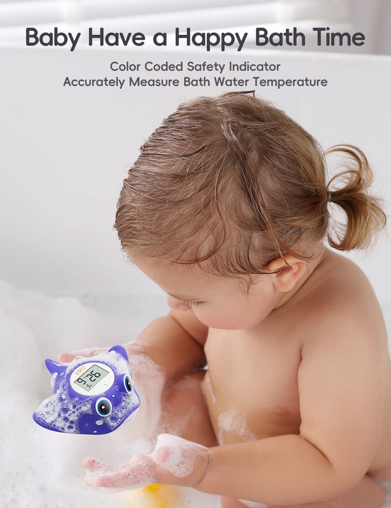 BH Baby Bath Thermometer - Instant Read Digital Thermometer for Infant Bathtub and Room, Measure Newborn Water Temperature, Safe Toddlers Tub Time Floating Toy - Manta Ray - Image 4